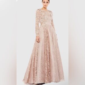 Mac Duggal Elegant Pink Long Sleeve Gown